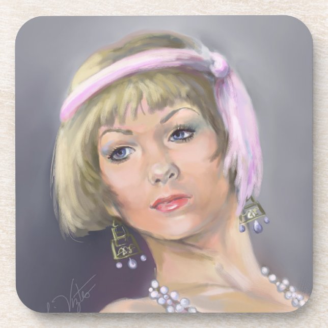 Springtime Flapper Portrait Cork Untersetzer (Vorderseite)