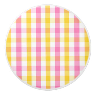 Springtime Gingham Keramikknauf