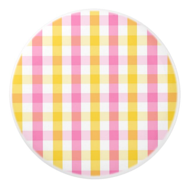 Springtime Gingham Keramikknauf (Vorderseite)