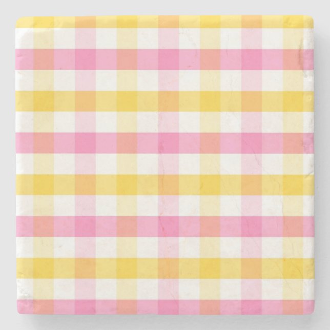 Springtime Gingham Steinuntersetzer (Vorderseite)