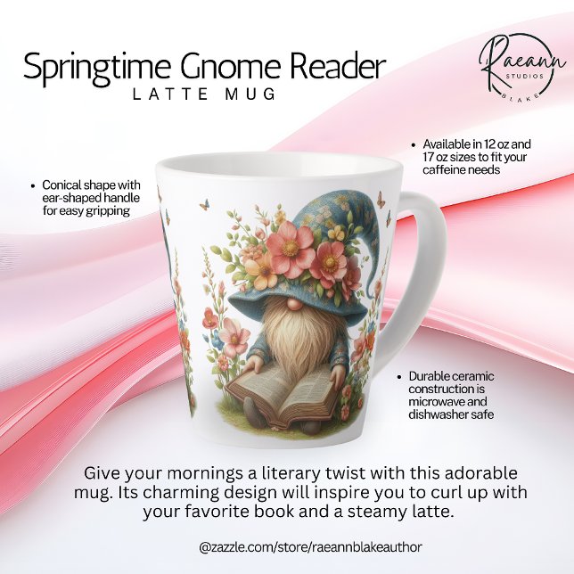 Springtime Gnome Reader Latte-Tasse Milchtasse (Von Creator hochgeladen)