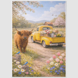 Springtime Highland Cow  Seidenpapier
