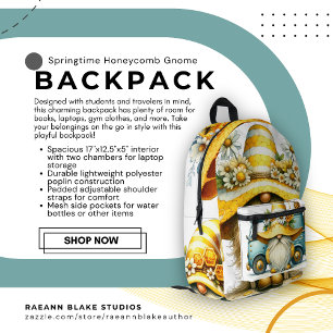 Springtime Honeycomb Gnome Custom Backpack Bedruckter Rucksack