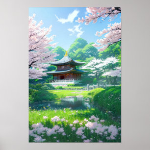 Springtime im Tempel Poster