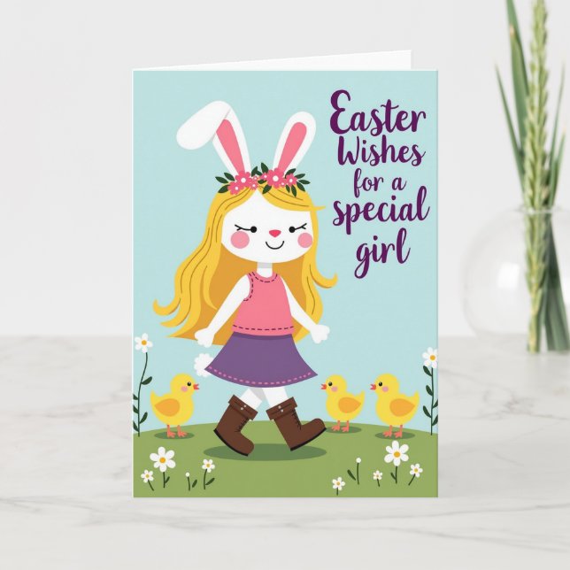 Springtime Joy Girl And Bird Card Karte (Vorderseite)