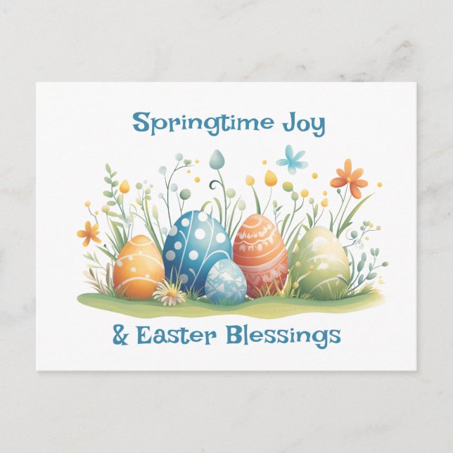 Springtime Joy & Ostersegnung Postkarte (Vorderseite)
