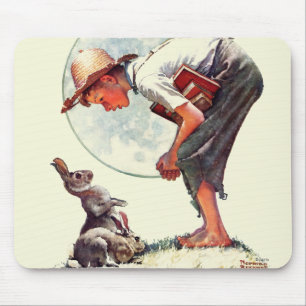 Springtime, Junge 1935 mit Häschen Mousepad