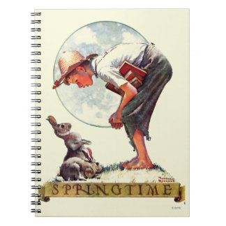 Springtime, Junge 1935 mit Häschen Notizblock