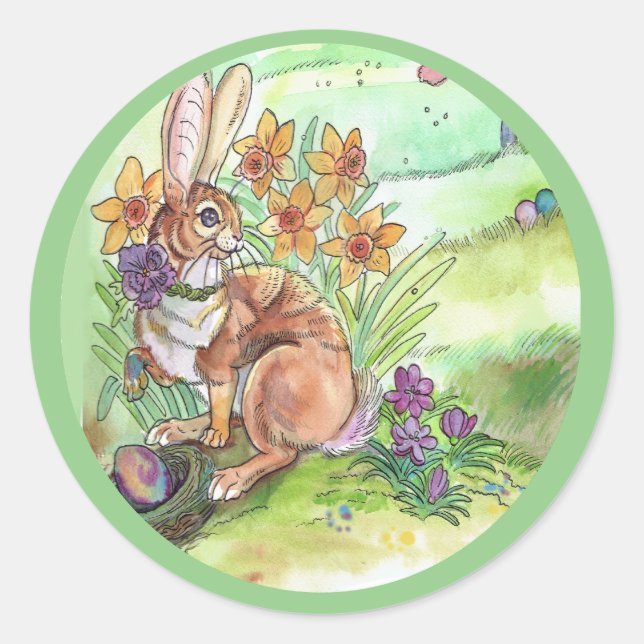 Springtime Oaster Bunny Runder Aufkleber (Vorderseite)