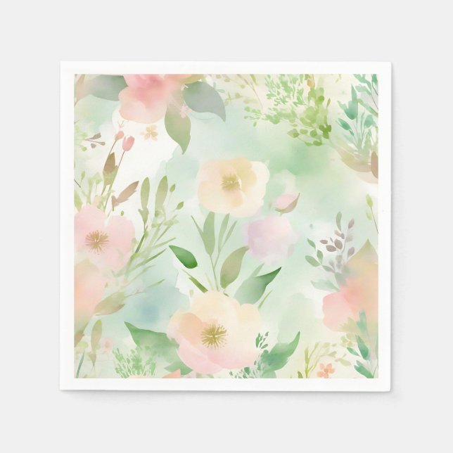 Springtime Pastell Watercolor Serviette (Vorderseite)