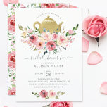Springtime Peonies Rose Blumenkohl Brautparty Tee Einladung<br><div class="desc">Schöne handbemalte Aquarellfarben-Blume mit einer leuchtenden Frühlingsfarbenpalette,  die Ihrem Event eine Touch Eleganz verleiht.</div>