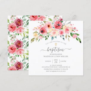 Springtime Peonies Rose Blumentaufen Einladung