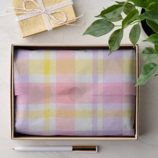 Springtime Pink Lavender Plaid  Seidenpapier (Geschenk)