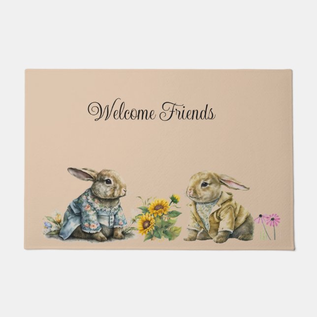 Springtime Rabbit Doormat Fußmatte (Vorderseite)