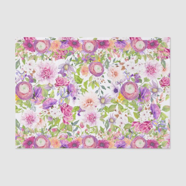 Springtime Ranunculus und Rose Seidenpapier (Vorderseite)