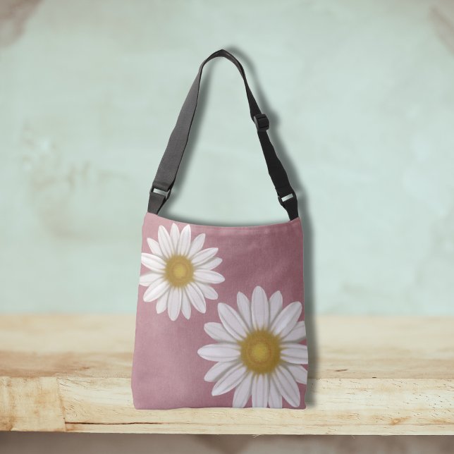 Springtime Rosy Pink Daisy Hand Gezeichnet Tragetaschen Mit Langen Trägern (Von Creator hochgeladen)