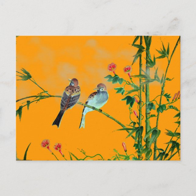 Springtime Sparrows Postkarte (Vorderseite)