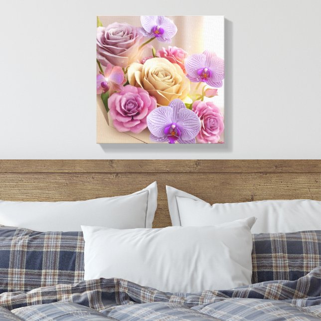 Springtime Splendor 3D Grußkarte mit Dew-Kiss Leinwanddruck (Insitu (Schlafzimmer))