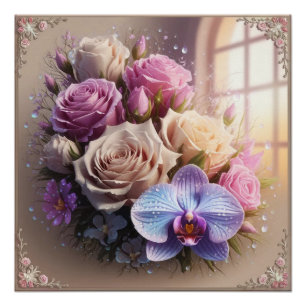 Springtime Splendor 3D Grußkarte mit Dew-Kiss Poster