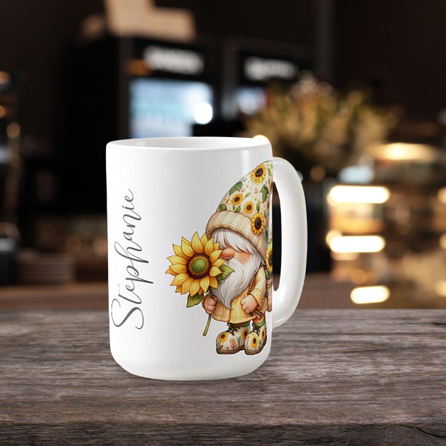 Springtime Sunflower Gnome Keramik Tasse (Von Creator hochgeladen)