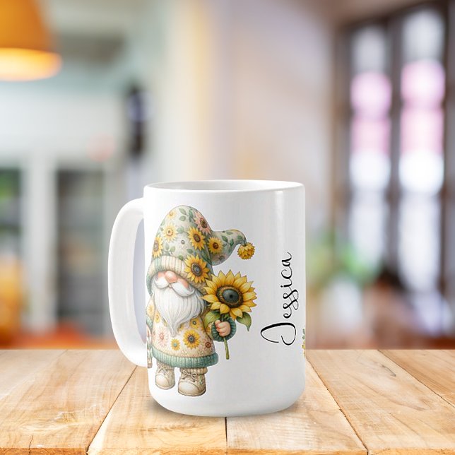 Springtime Sunflower Gnome Keramik Tasse (Von Creator hochgeladen)