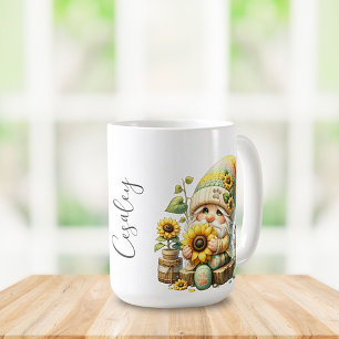 Springtime Sunflower Gnome Keramik Tasse