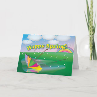 Springtime Umbrella - Grußkarte Karte