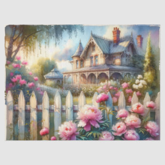 Springtime Viktorianisch House & Peongs - Tissue P Seidenpapier