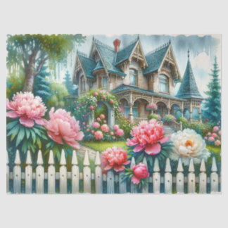 Springtime Viktorianisch House & Peonies 2Tissue P Seidenpapier