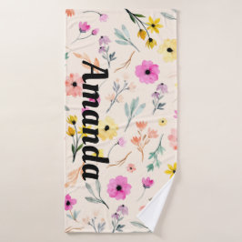 Springtime Watercolor Personalisierter Name Badehandtuch