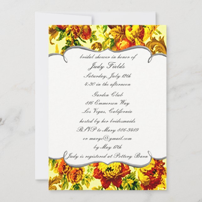 Springtime Wedding Bridal Dusche Einladung (Vorderseite)