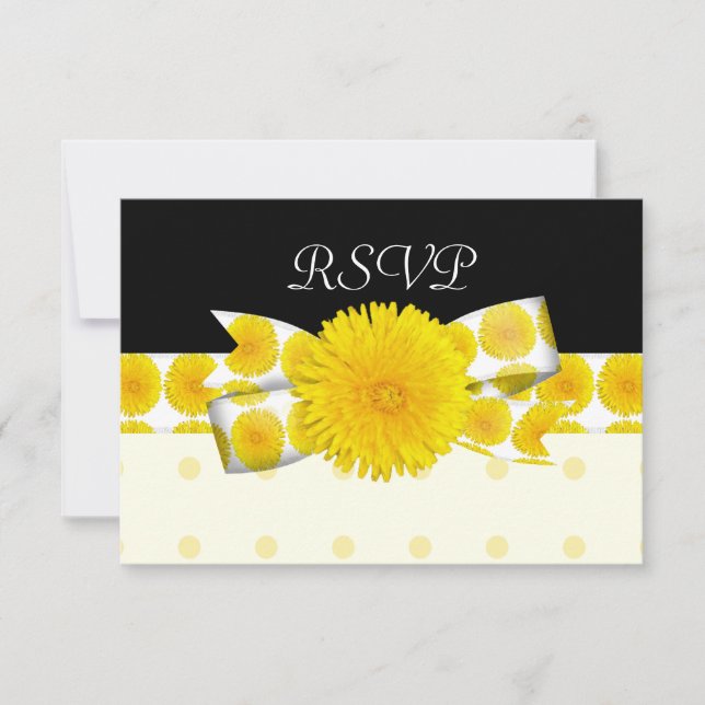 Springtime Yellow Dandelion Wedding RSVP Karte (Vorderseite)