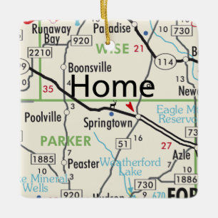 Springtown Texas Map Keramikornament