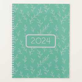 Springy: Hand-Sketched Leaves on Mint Green Planer