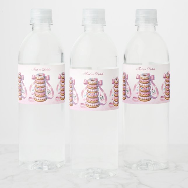 Sprinkflasche Donuts rosa Flasche Wasser Flasche Wasserflaschenetikett (Flaschen)