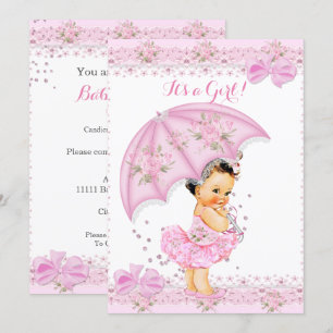 Sprinkle Baby Shower Mädchen Florale Rosa Regensch Einladung