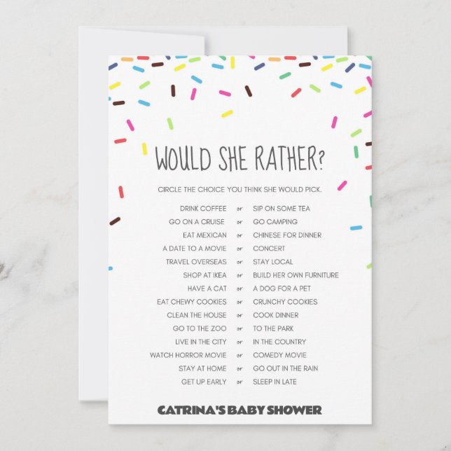 Sprinkle Babydusche - bestellbarer Name, 12x18 Einladung (Vorderseite)