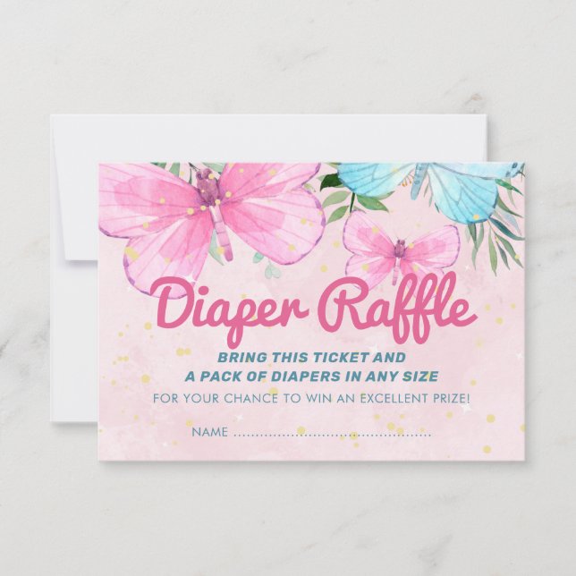 Sprinkle Butterfly Baby Diaper Raffel Ticket Einladung (Vorderseite)