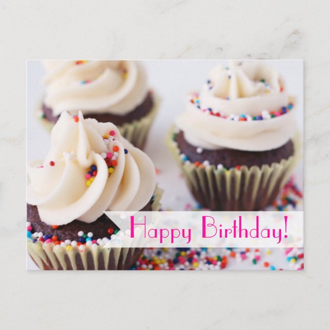 Sprinkle Cupcakes Happy Birthday Postkarte (Vorderseite)