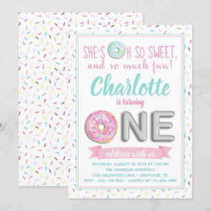 Sprinkle Donut Foil Ballon Erste Geburtstagsparty Einladung