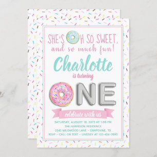 Sprinkle Donut Fossil Ballon Erster Geburtstag Par Einladung