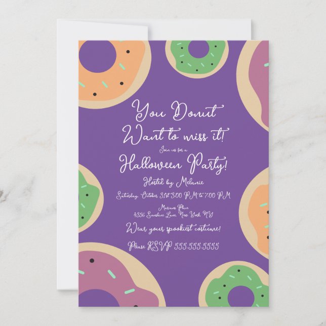 Sprinkle Donut Halloween-Party Script Einladung (Vorderseite)