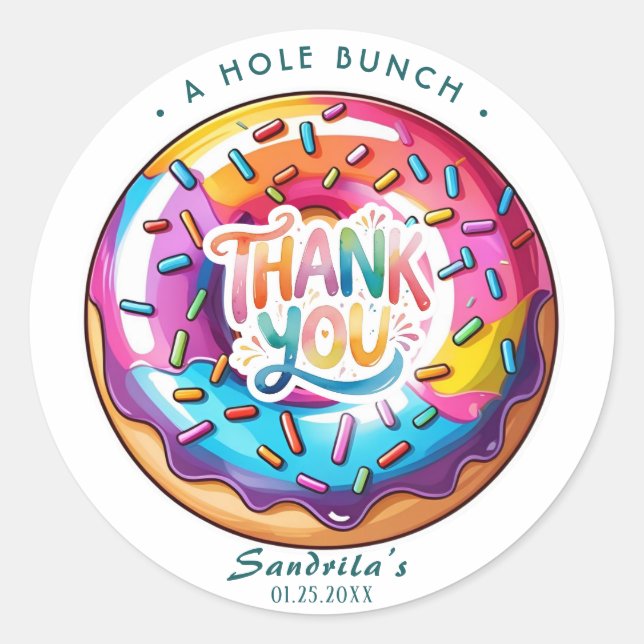 Sprinkle Donut Thanks a Hole Bunch  Runder Aufkleber (Vorderseite)