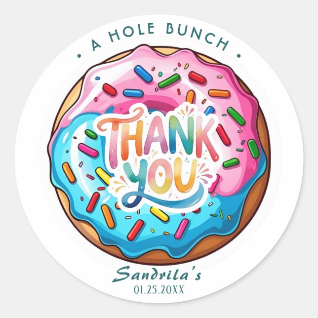 Sprinkle Donut Thanks a Hole Bunch  Runder Aufkleber (Vorderseite)