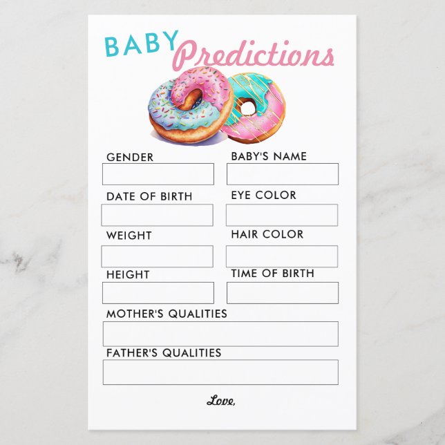 Sprinkle Donut | Vorhersage | Baby Shower Game (Vorderseite)