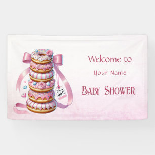 Sprinkle Donuts Pink Ribbon Babydusche Banner
