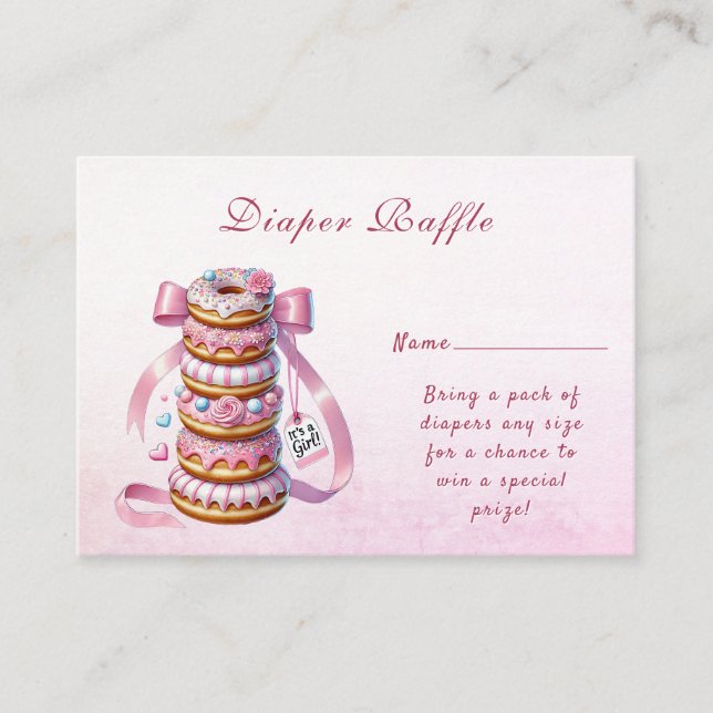 Sprinkle Donuts Pink Ribbon Babydusche Umschließun Begleitkarte (Vorderseite)