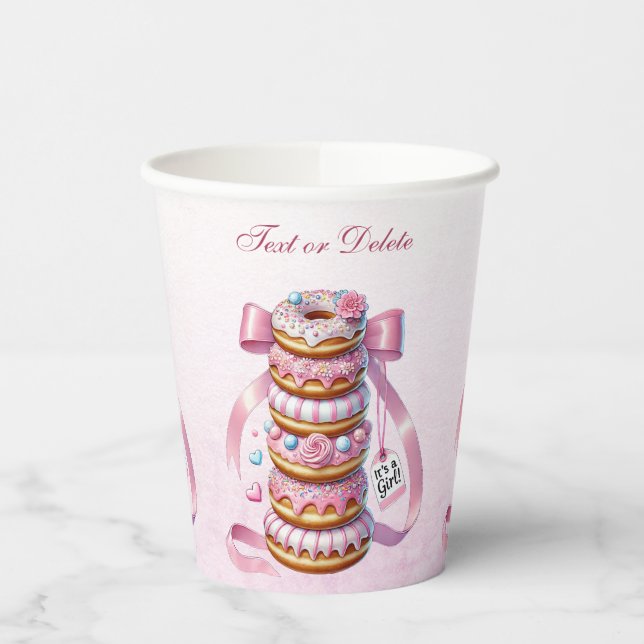 Sprinkle Donuts rosa Flachbandpapierkissen Pappbecher (Links)
