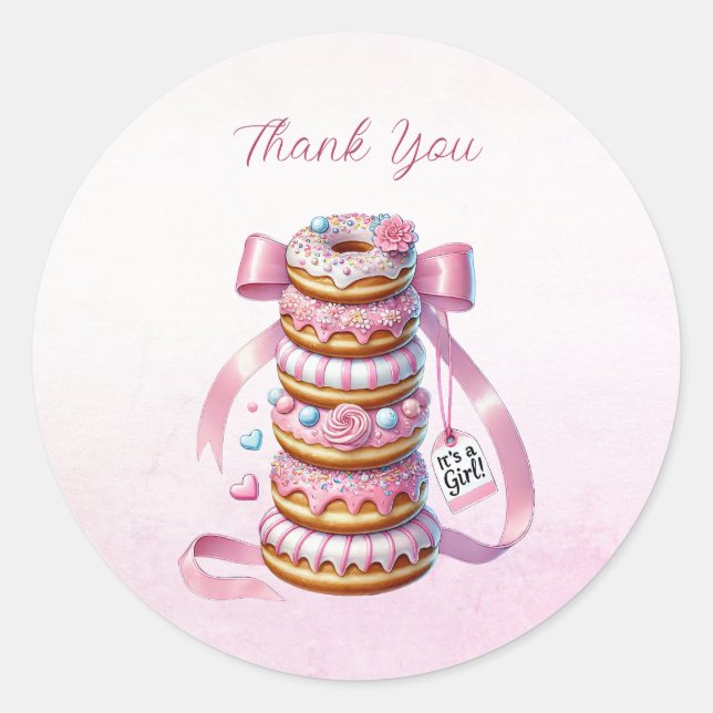 Sprinkle Donuts Rosa Schleife Sticker (Vorderseite)