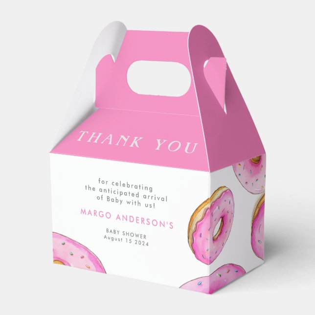 Sprinkle Donuts Wasserfarbe Rosa Babydusche Geschenkschachtel (Vorderseite)